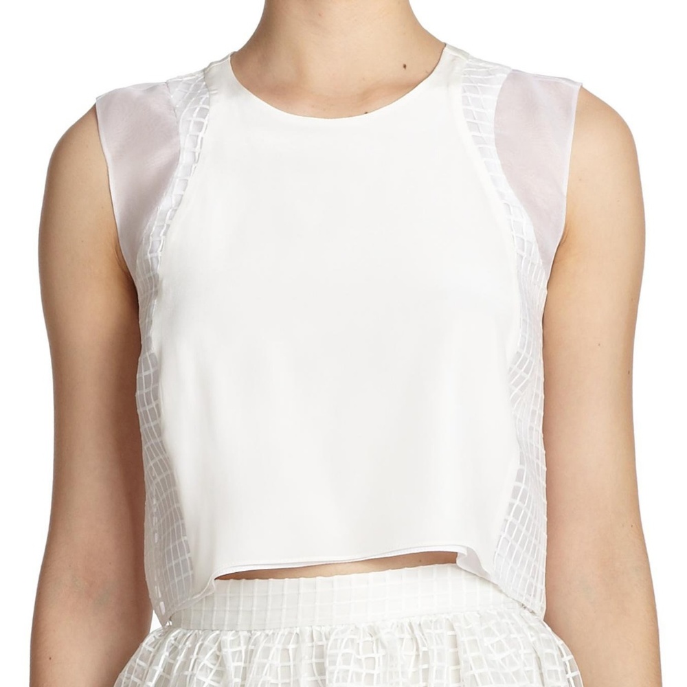 COPY - Elizabeth & James White Keyhole Silk Cropped Top